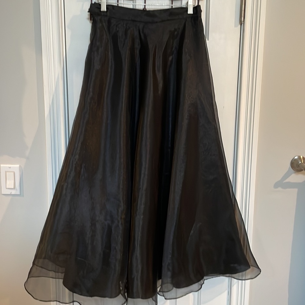 JS Collections Vintage Black Chiffon Maxi Skirt